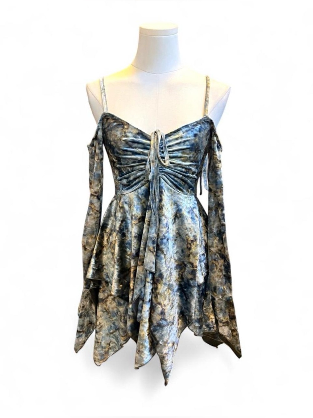 NWT Current Mood F Is For Fairies Velvet Tie Dye Handkerchief Mini Dress